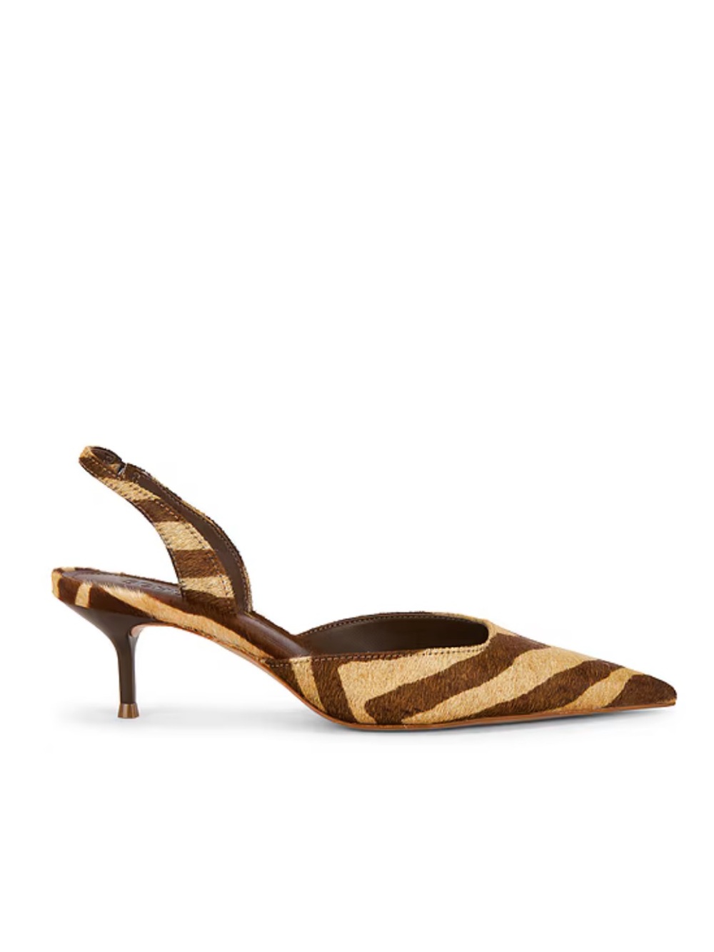 SCHUTZ Paola Mid Pumps Natural Brown Tan Zebra-Print fur kitten heels Revolve 9